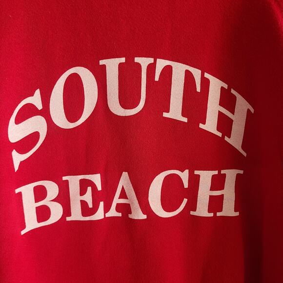 Vintage Walt Disney World South Beach Cropped Sweatshirt Red Medium Retro SoCal - Picture 5 of 8